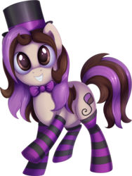 Size: 1225x1628 | Tagged: safe, artist:thebowtieone, oc, oc only, oc:bowtie, earth pony, pony, bowtie, clothes, female, hat, mare, simple background, socks, solo, striped socks, top hat, transparent background