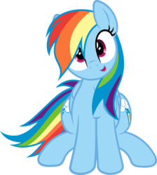 Size: 4031x4500 | Tagged: safe, artist:ribiruby, artist:slb94, rainbow dash, pegasus, pony, g4, absurd resolution, both cutie marks, cute, dashabetes, female, looking at you, mare, simple background, sitting, solo, transparent background, vector, wrong eye shape