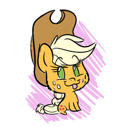 Size: 1000x1000 | Tagged: safe, artist:heir-of-rick, applejack, earth pony, pony, g4, :p, chibi, cowboy hat, female, freckles, hat, mare, smiling, solo, stetson, tongue out