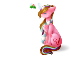 Size: 1972x1544 | Tagged: safe, artist:twinkepaint, oc, oc only, oc:twinke paint, pony, unicorn, chest fluff, clothes, female, holly, holly mistaken for mistletoe, magic, mare, scarf, simple background, solo, transparent background