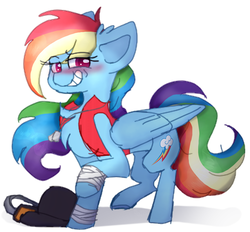 Size: 1288x1194 | Tagged: safe, artist:tizhonolulu, rainbow dash, pegasus, pony, g4, crossover, female, folded wings, mare, rainbow scout, simple background, smiling, smirk, solo, team fortress 2, white background