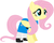 Size: 448x357 | Tagged: safe, artist:selenaede, artist:user15432, fluttershy, pegasus, pony, g4, base used, blue dress, bubbles (powerpuff girls), cartoon network, clothes, crossover, female, leggings, mare, shoes, solo, the powerpuff girls