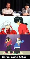 Size: 793x1549 | Tagged: safe, snails, snips, equestria girls, g4, english, exploitable meme, inuyasha, inuyasha (character), japanese, kappei yamaguchi, meme, ranma 1/2, ranma saotome, richard ian cox, same voice actor, voice actor joke