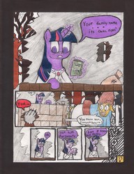 Size: 5012x6520 | Tagged: safe, artist:oatmeal155, twilight sparkle, oc, oc only, oc:cinnamon oats, cow, pony, comic:oat.meal, g4, absurd resolution, comic, oat.meal, traditional art