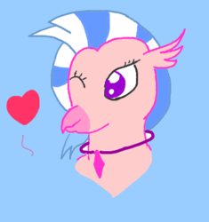 Size: 670x712 | Tagged: safe, silverstream, classical hippogriff, hippogriff, g4, school daze, season 8, bust, female, heart, one eye closed, simple background, solo, wink