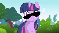 Size: 1366x768 | Tagged: safe, edit, edited screencap, screencap, twilight sparkle, pony, g4, 1000 hours in ms paint, female, quality, solo, sunglasses