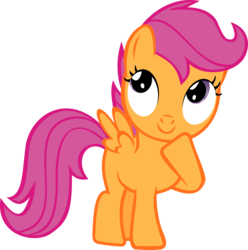 Size: 5943x6000 | Tagged: safe, artist:uxyd, scootaloo, pegasus, pony, g4, .svg available, absurd resolution, cute, cutealoo, female, filly, simple background, solo, spread wings, thinking, transparent background, vector, wings