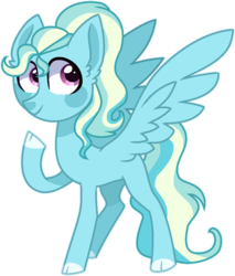 Size: 1024x1201 | Tagged: safe, artist:pandemiamichi, oc, oc only, pegasus, pony, cloven hooves, female, filly, offspring, parent:trixie, parent:zephyr breeze, parents:trixbreeze, simple background, smiling, solo, spread wings, transparent background, wings