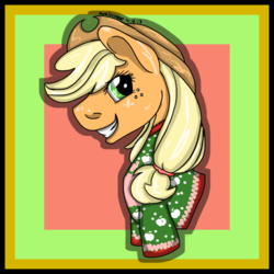 Size: 1024x1024 | Tagged: safe, artist:aurasinchaser, applejack, earth pony, pony, g4, bust, clothes, female, looking at you, mare, portrait, solo, sweater