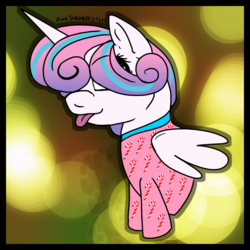 Size: 1024x1024 | Tagged: safe, artist:aurasinchaser, princess flurry heart, pony, g4, bust, clothes, female, filly, folded wings, older, portrait, solo, sweater, tongue out