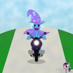 Size: 2000x2000 | Tagged: safe, artist:intelmax89, trixie, pony, g4, high res, motorcycle, watermark