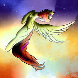 Size: 2000x2000 | Tagged: safe, artist:trigger_movies, oc, oc only, pony, flying, high res, light, sky