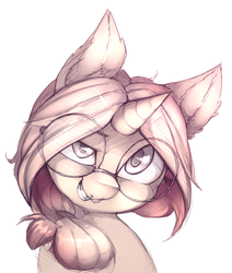 Size: 755x891 | Tagged: safe, artist:angrylittlerodent, oc, oc only, oc:winter journey, pony, unicorn, bust, glasses, nose piercing, nose ring, piercing, simple background, smiling, smirk, solo, white background