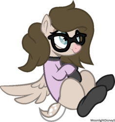 Size: 554x587 | Tagged: safe, artist:thatonefluffs, oc, oc only, oc:sarra, pegasus, pony, clothes, female, glasses, mare, simple background, socks, solo, sweater, transparent background