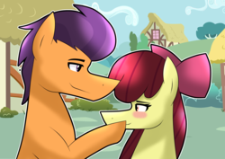 Size: 3120x2203 | Tagged: safe, artist:sapphireartemis, apple bloom, tender taps, g4, female, high res, male, ship:tenderbloom, shipping, straight