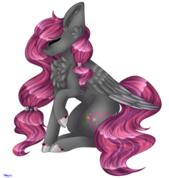 Size: 4241x4466 | Tagged: safe, artist:cat-chai, oc, oc only, oc:flower heart, pegasus, pony, absurd resolution, chest fluff, female, mare, simple background, sitting, solo, transparent background