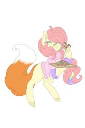 Size: 600x906 | Tagged: safe, artist:laps-sp, oc, oc only, earth pony, pony, augmented tail, cookie, female, food, mare, simple background, solo, white background