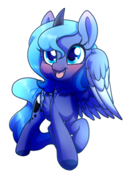 Size: 1200x1600 | Tagged: safe, artist:sweetsugarfawn, princess luna, pony, g4, cute, female, filly, lunabetes, simple background, solo, transparent background, watermark, woona, younger