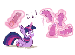 Size: 1500x1100 | Tagged: safe, artist:heir-of-rick, twilight sparkle, alicorn, pony, worm, worm pony, g4, amputee, crosscut saw, dialogue, female, glowing horn, horn, levitation, looking at something, magic, magical amputation, mare, modular, quadruple amputee, saw, simple background, smiling, solo, telekinesis, twilight sparkle (alicorn), twiworm, wat, white background