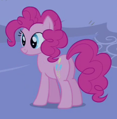 Size: 236x239 | Tagged: safe, screencap, pinkie pie, earth pony, pony, filli vanilli, g4, butt, cropped, female, mare, plot, smiling, solo