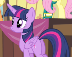 Size: 340x269 | Tagged: safe, screencap, fluttershy, twilight sparkle, alicorn, pony, filli vanilli, g4, butt, cropped, plot, ponytones outfit, twilight sparkle (alicorn)