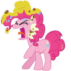 Size: 5000x5000 | Tagged: safe, artist:djdavid98, pinkie pie, earth pony, pony, g4, secrets and pies, absurd resolution, betrayed, eyes closed, female, furious, mare, messy mane, open mouth, raised hoof, simple background, solo, tongue out, transparent background, vector, yelling