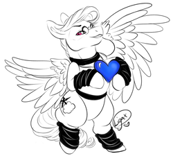 Size: 1020x917 | Tagged: safe, artist:ligax, oc, oc only, oc:wind, pegasus, pony, backpack, cutie mark, glasses, grin, heart, leg warmers, male, pink eyes, sketch, smiling, solo, spread wings, stallion, standing, standing up, wings