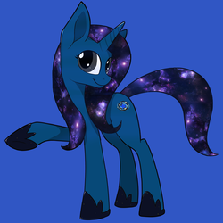 Size: 5000x5000 | Tagged: safe, artist:racquel-silverspirit, oc, oc only, oc:racquel silverspirit, pony, absurd resolution, blue background, ethereal mane, galaxy mane, simple background, solo