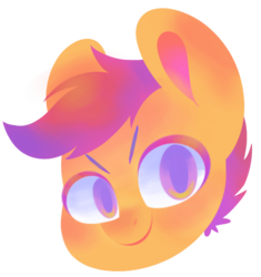 Size: 409x436 | Tagged: safe, artist:unfortunatelyunironicwaifus, scootaloo, pony, g4, female, filly, looking at you, simple background, smiling, solo, transparent background