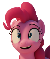 Size: 856x1009 | Tagged: safe, artist:therealdjthed, pinkie pie, earth pony, pony, g4, 3d, 3d model, blender, blender cycles, bust, cute, cycles render, diapinkes, female, happy, mare, model:djthed, open mouth, simple background, smiling, solo, transparent background