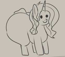Size: 640x562 | Tagged: safe, artist:andelai, oc, oc only, oc:urban wave, pony, unicorn, blank flank, bottom heavy, fat, huge butt, hyper pear, impossibly large butt, large butt, pear shaped, plump, the ass was fat
