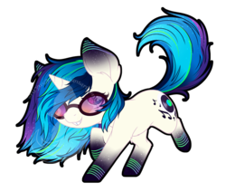 Size: 883x750 | Tagged: safe, artist:fuyusfox, dj pon-3, vinyl scratch, pony, unicorn, g4, ethereal mane, female, gradient hooves, mare, outline, rainbow power, rainbow power-ified, simple background, solo, starry mane, transparent background