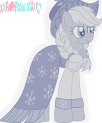Size: 1024x1229 | Tagged: safe, artist:xxfluffypachirisuxx, applejack, spirit of hearth's warming past, pony, a hearth's warming tail, g4, clothes, dress, female, simple background, solo, transparent background