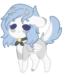 Size: 2048x2048 | Tagged: dead source, safe, artist:cinnamontee, oc, oc only, oc:rin, pegasus, pony, animated, chibi, female, gif, high res, horns, simple background, solo, tail wag, transparent background