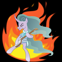 Size: 4096x4096 | Tagged: safe, artist:amarthgul, mistmane, pony, unicorn, g4, absurd resolution, curved horn, female, guitarity, horn, mare, metal as fuck, musical instrument, shamisen, solo, square, vector