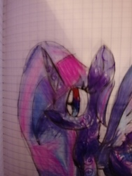 Size: 4160x3120 | Tagged: artist needed, safe, oc, oc only, oc:violet star galaxy, alicorn, pony, alicorn oc, female, graph paper, lined paper, mare, traditional art