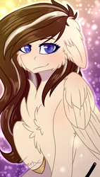 Size: 2835x5000 | Tagged: safe, artist:jazzerix, oc, oc only, oc:kenzi, pegasus, pony, cheek fluff, chest fluff, ear fluff, floppy ears, solo