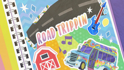 Size: 1920x1080 | Tagged: safe, screencap, equestria girls, g4, my little pony equestria girls: better together, road trippin, barn, bus, guitar, road, the rainbooms tour bus, title card, tour bus