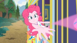 Size: 1280x719 | Tagged: safe, screencap, pinkie pie, equestria girls, equestria girls series, g4, road trippin, female, geode of sugar bombs, solo, throwing