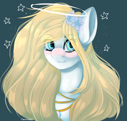 Size: 1985x1878 | Tagged: safe, artist:neonishe, oc, oc only, pony, female, flower, flower in hair, mare, smiling, solo