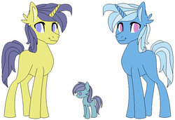 Size: 697x477 | Tagged: safe, artist:zoeypoey123, comet tail, trixie, oc, pony, unicorn, g4, female, male, next generation, offspring, parent:comet tail, parent:trixie, parents:cometrix, shipping, straight