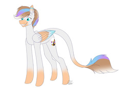 Size: 1726x1194 | Tagged: safe, artist:ggchristian, oc, oc only, oc:soulspice, pegasus, pony, colored wings, male, multicolored wings, scar, simple background, solo, stallion, white background