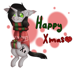 Size: 1642x1486 | Tagged: safe, artist:lastaimin, oc, oc only, pony, unicorn, clothes, female, mare, present, scarf, simple background, solo, sweater, transparent background