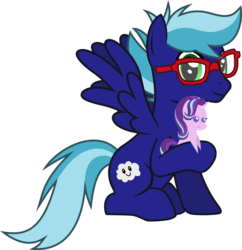 Size: 1249x1290 | Tagged: safe, artist:lightningbolt, derpibooru exclusive, starlight glimmer, oc, oc only, oc:gusty gale, pegasus, pony, 2018 community collab, derpibooru community collaboration, g4, .svg available, glasses, happy, hoof hold, looking at you, male, plushie, pointy ponies, show accurate, simple background, sitting, smiling, solo, spread wings, stallion, svg, transparent background, vector, wings