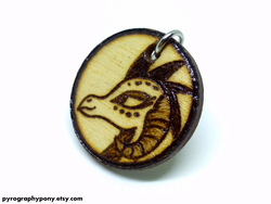 Size: 2560x1920 | Tagged: safe, artist:aracage, princess ember, dragon, g4, craft, etsy, female, irl, keychain, photo, pyrography, solo, traditional art, woodwork