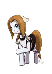 Size: 700x1000 | Tagged: safe, artist:nicestile, oc, oc only, oc:garin, pegasus, pony, 2018 community collab, derpibooru community collaboration, clothes, female, maid, mare, shy, simple background, transparent background