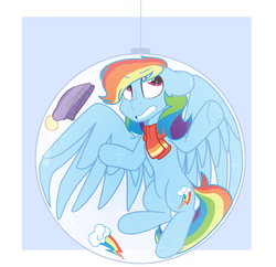 Size: 1600x1549 | Tagged: safe, artist:eivilpotter, rainbow dash, pegasus, pony, g4, clothes, female, mare, multicolored hair, ornament, scarf, winter hat