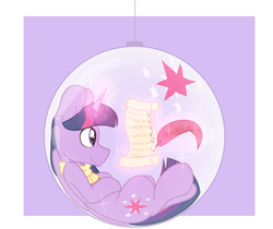 Size: 1600x1342 | Tagged: safe, artist:eivilpotter, twilight sparkle, alicorn, pony, g4, clothes, female, glowing horn, horn, magic, mare, ornament, paper, scarf, smiling, solo, twilight sparkle (alicorn)