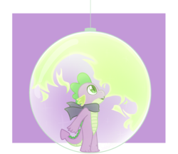 Size: 1600x1380 | Tagged: safe, artist:eivilpotter, spike, dragon, g4, ball, clothes, fire, male, ornament, purple background, scarf, simple background, solo