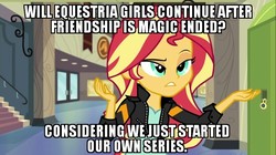 Size: 550x309 | Tagged: safe, edit, edited screencap, screencap, sunset shimmer, equestria girls, g4, my little pony equestria girls: friendship games, clothes, derp, door, female, image macro, jacket, leather jacket, lockers, meme, solo